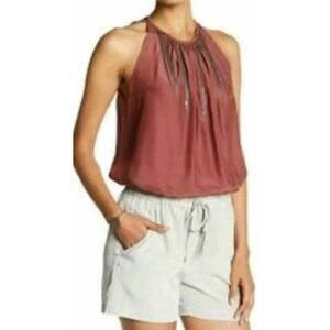 ACROBAT Fringe Chain silk tank Color HENNA Women's Top Size Medium  $198 NWT!